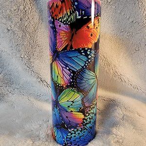 Multicolor Butterfly 20oz Skinny Drink Tumbler